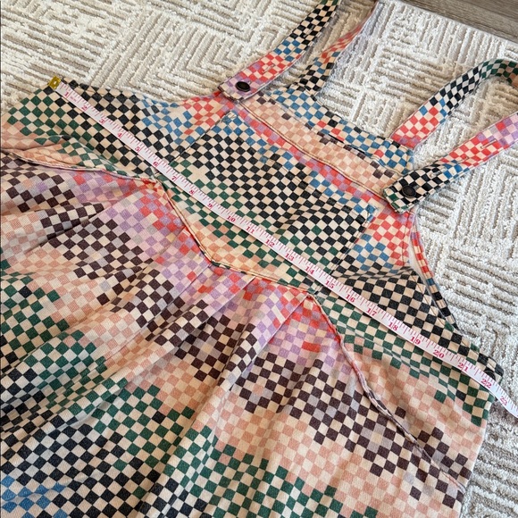 Dressed in Lala Big Feelings Oversized Denim Overalls Rainbow Checkerboard - Picture 9 of 9